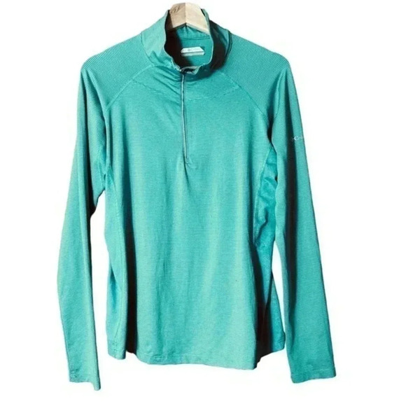 Columbia Teal Pull Over Athletic Shirt Partial Zip size L - Picture 1 of 7